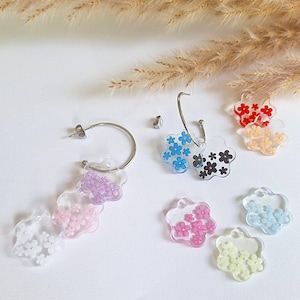 Interchangeable flower tassel hoop earrings