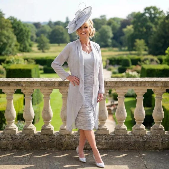 Lizabella Dress and Jacket Silver 2357 Mother of the Bride / Groom 14 - Etsy
