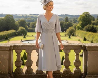 Silver Mother of the Bride Dress - Lizabella 2419 Mother of the Bride / Groom UK Size 8, 10