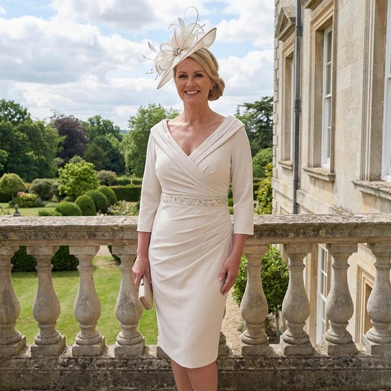 beige mother of the groom dress Mother of the Bride & Groom champagne gold satin wrap dress