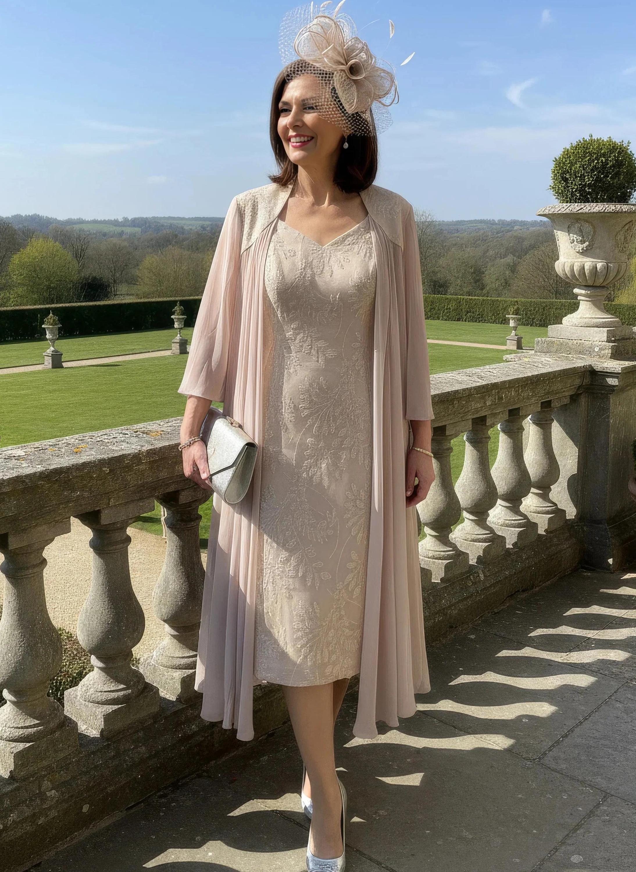 Plus Size Champagne Mother of the Bride Dress