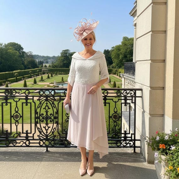Blush Pink Chiffon Mother of The Bride Dress, Diamant Accents 2364 Blush Pink Chiffon Mother of The Bride Dress, Diamant Accents 2364