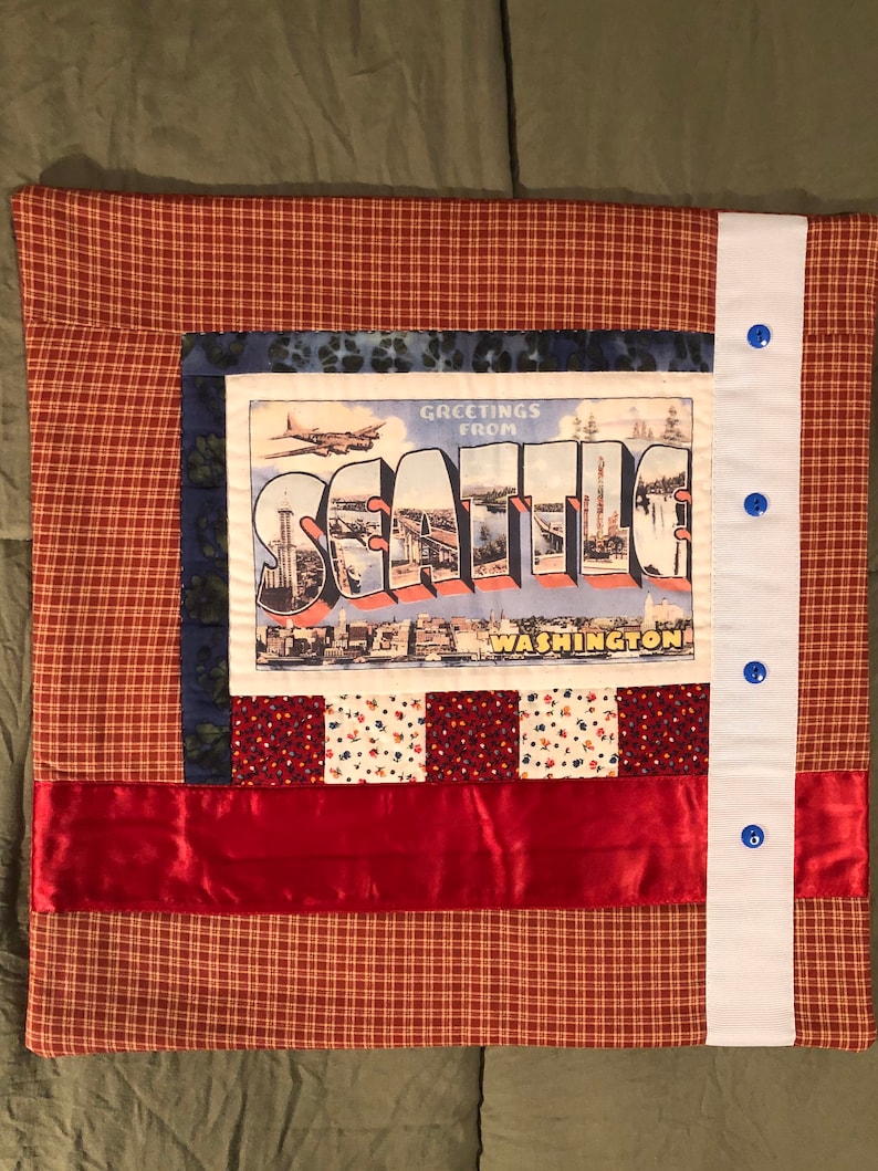 Vintage Seattle Quilted Pillow Cover
