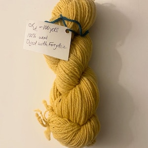 Naturally dyed handspun yarn, yellow, 100 yards, botanical dye, 100% wool