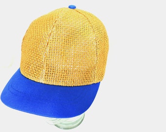 Small Open Weave Straw Baseball Cap