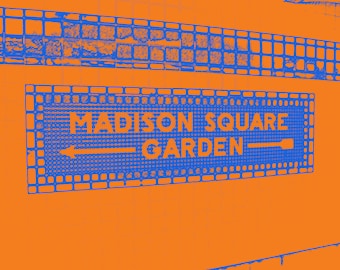 Madison Square Garden Subway Sign (Knicks OR Rangers) 8x10 inches.
