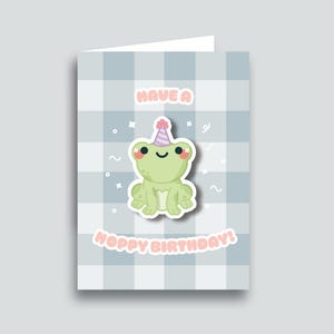Tarjeta de felicitación de cumpleaños de rana A6 - "Cumpleaños alegre" / Tarjeta de felicitación para cumpleaños de todas las edades con elementos ilustrados en 3D