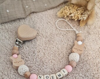 Schnullerkette mit Namen personalisiert in rosa