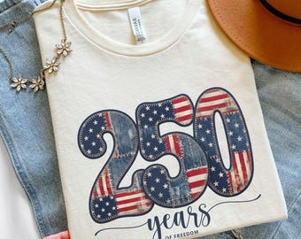 USA 250th Anniversary Shirt, Faux Patchwork USA Tee, 1776 2026 America Shirt, Patriotic 4th July Comfort Colors