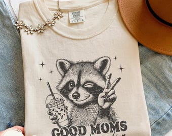 Funny Mom Shirt, Cool Mom Tee, Raccoon Mom Shirt, Motherhood Shirt, Mom Life Tee, Trendy Mama Gift, Funny Mother Gift Tee