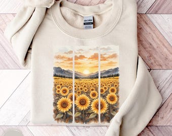 Sunflower Graphic Sweatshirt Design Cotton Apparel Summer Fashion Top Quality Botanical Print Clothing Option Relaxed Fit Casual Wear