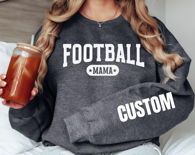 Featured listing image: Personalized Football Mama Sweatshirt, Cozy Gift for Sports Moms, Customizable Crewneck, Perfect for Game Days, Football Season Apparel