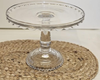 Vintage Glass Cake Stand with Tear Drop Design