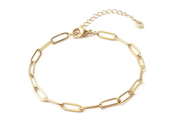 Pulsera de cadena con clip, delicada y minimalista, acero inoxidable 304 dorado