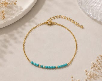 Dainty Turquoise Bracelet | Minimal December Birthstone Chain