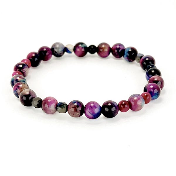 Galaxy Tiger's Eye Bead Stretch Bracelet: Stackable Gemstone Jewelry