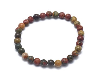 Picasso Jasper Bead Bracelet, Natural Stone Stretch Bracelet