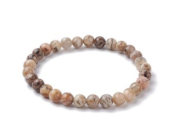 Feldspar Round Bead Stretch Bracelet, Stackable