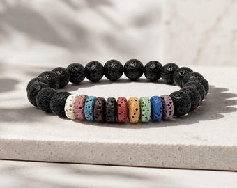 Pride Rainbow Lava Rock Bracelet: LGBTQ Ally Stackable Jewelry