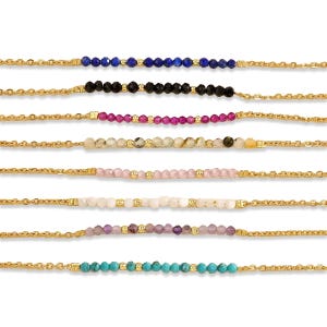 Minimalist Gemstone Line Bracelet | Dainty Adjustable Chain