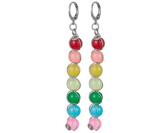 Pride LGBTQ Rainbow Ally Extra-Large Bead Drop Earrings