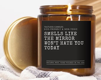 Vela de barbero, huele como el espejo, no te odiará hoy, regalo de estilista, amante del desvanecimiento, decoración de barbería, barba y aceite