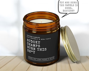 Champion candle Funny sudoku candle, Sudoku champs burn this sh*t Gift for Her or Him,  sudoku puzzle trophy, senior present Hypnotic ASMR
