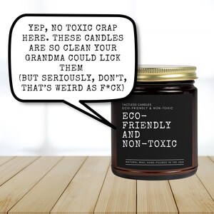 a jar of candles with a speech bubble above it