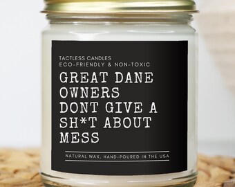 Vela de gran danés, a los dueños de gran danés no les importa el desorden. Regalo para amantes de las mascotas, dueños de perros, mamás peluda, regalo para cachorros nuevos