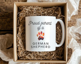 Proud parent of a German Shepherd ,German Shepherd Dog Lover Gift , GSD Coffee Cup , Gift for Dog Mom or Dad ,Cute Pet Owner Mug