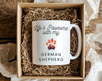 Life's pawsome with my German Shepherd ,German Shepherd Dog Lover Gift , GSD Coffee Cup , Gift for Dog Mom or Dad ,Cute Pet Owner Mug