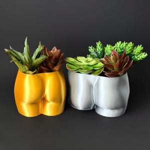 Set of 2 Booty Planters: Man and Woman Rear Succulent Pots