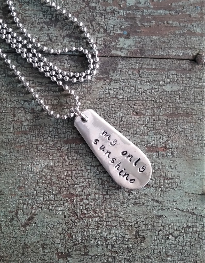 Womens Gift Gift Jewelry Stocking Stuffer Silver Spoon Handle Pendant Stamped Spoon Pendant My Only Sunshine Silver Pendant Necklace