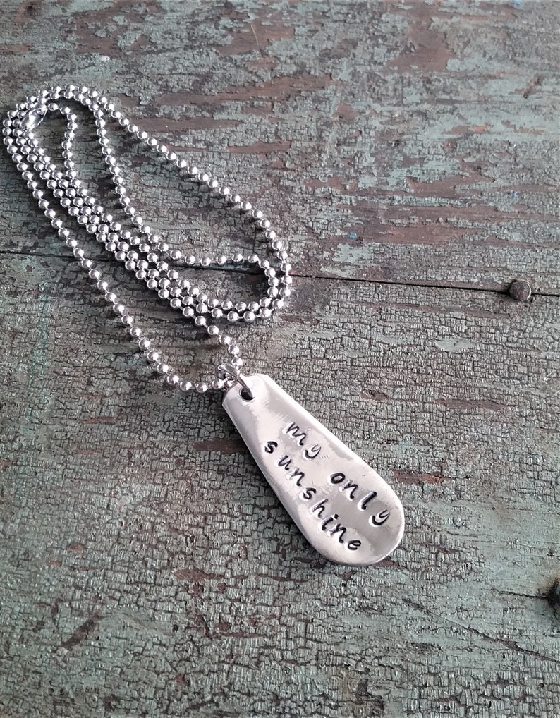 Womens Gift Gift Jewelry Stocking Stuffer Silver Spoon Handle Pendant Stamped Spoon Pendant My Only Sunshine Silver Pendant Necklace