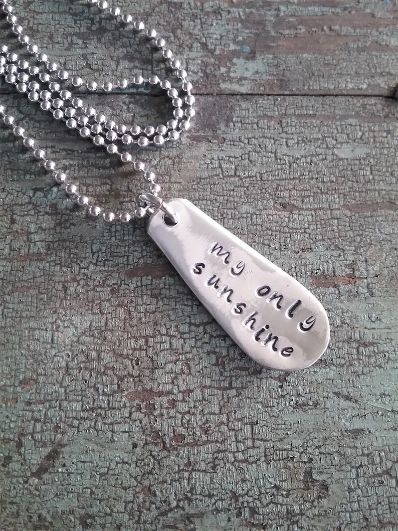 Womens Gift Gift Jewelry Stocking Stuffer Silver Spoon Handle Pendant Stamped Spoon Pendant My Only Sunshine Silver Pendant Necklace