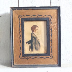 Antique Portrait of a Gentleman, 1800s Side Profile of a Gent Facing Right