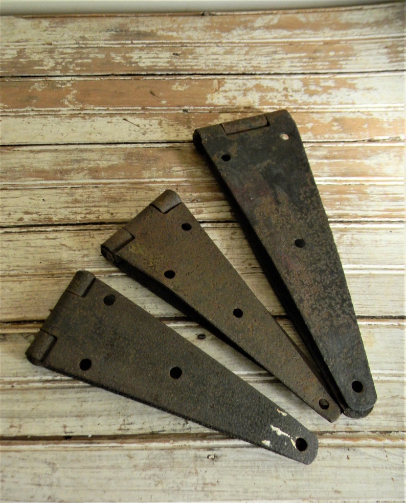 Vintage Wrought Iron Strap Hinges Lot of 3 Rustic Strap Etsy