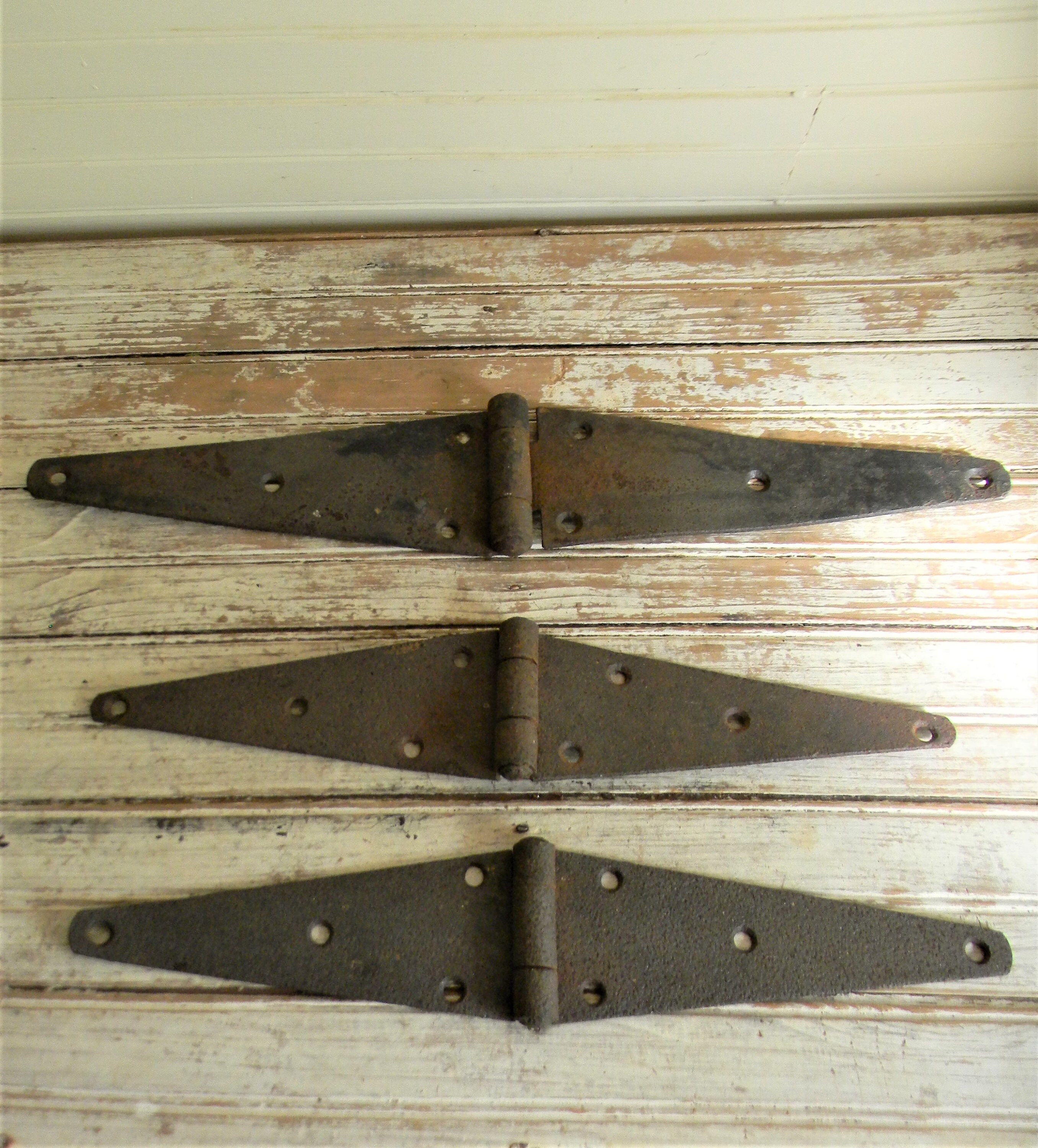 Vintage Wrought Iron Strap Hinges Lot of 3 Rustic Strap Etsy