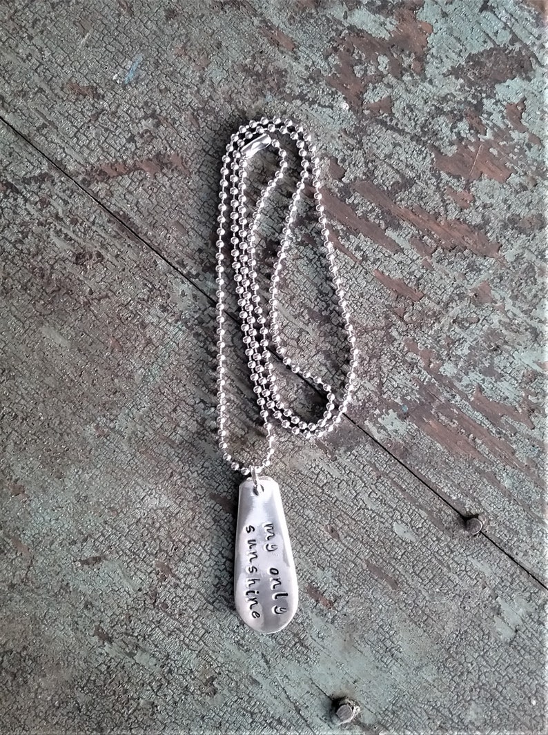 Womens Gift Gift Jewelry Stocking Stuffer Silver Spoon Handle Pendant Stamped Spoon Pendant My Only Sunshine Silver Pendant Necklace