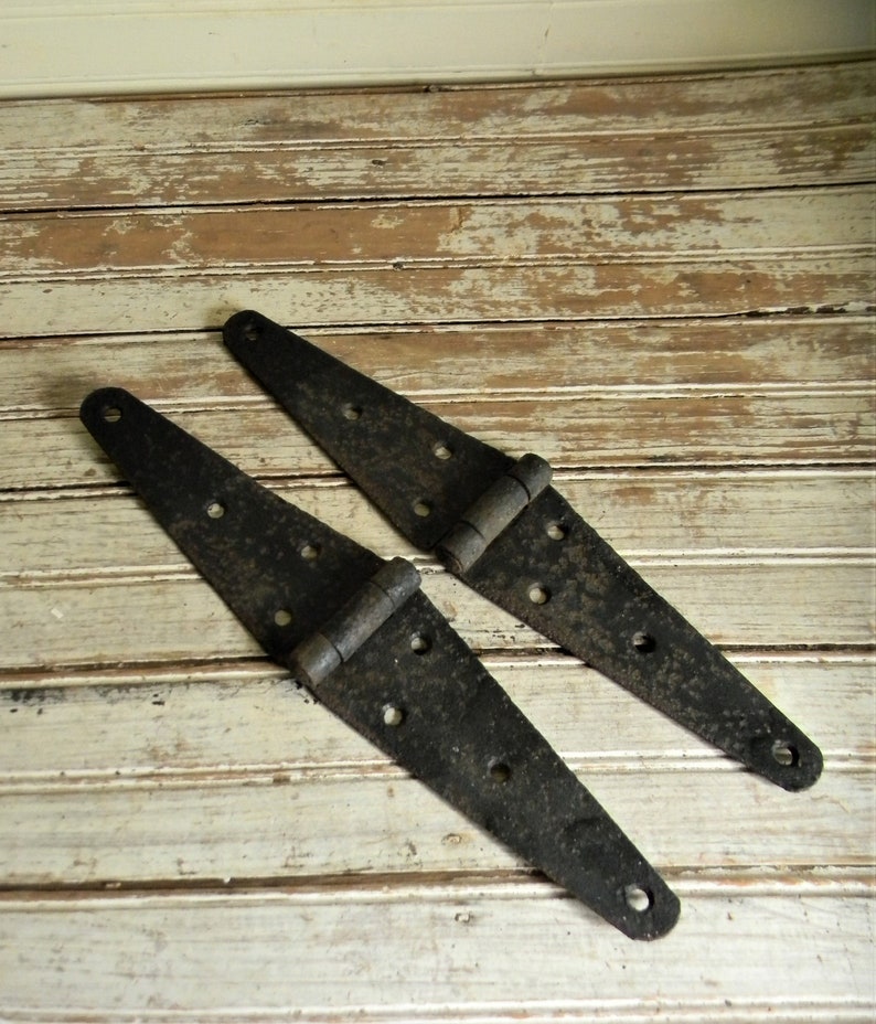 Antique Iron Strap Hinges Pair. Barn Door Hinges Heavy Iron Etsy