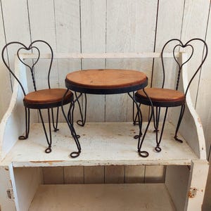 Vintage Victorian Ice Cream Parlor Set, Children&#39;s Toy Table, Chairs for Dolls