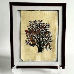 Authentic Papyrus Art, Tree of Life Ancient Egyptian Painting, Papyrus Wall Art With Frame, Vintage Papyrus Art, Egypt Wall Decor.