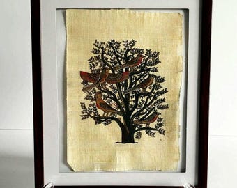 Tree of Life Papyrus Art: Ancient Egyptian Painting (6.5x8 in)