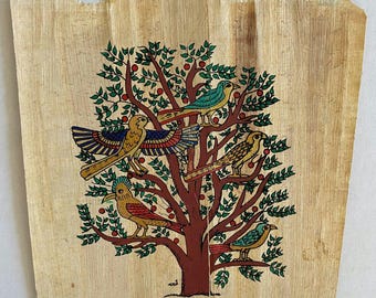 Handmade Egyptian Papyrus Art of Tree of Life, Ancient Egyptian Painting, Egypt Wall Decor, Egyptian mythology.