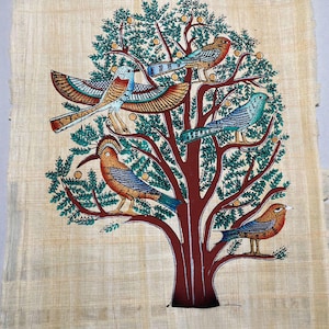 Handmade Egyptian Papyrus Art of Tree of Life, Ancient Egyptian Painting, Egypt Wall Decor, Egyptian mythology.