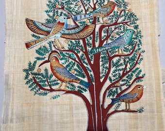 Handmade Egyptian Papyrus Tree of Life Art - Framed Ancient Painting