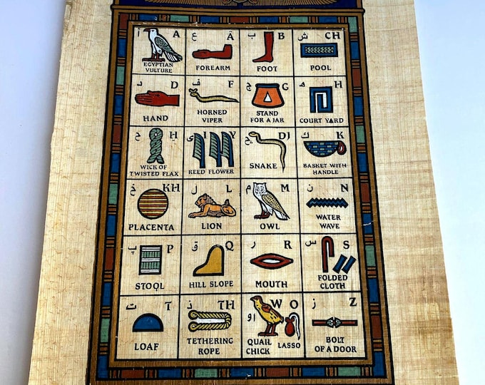 Egyptian Hieroglyphic Alphabet Art: Authentic Papyrus Painting With ...