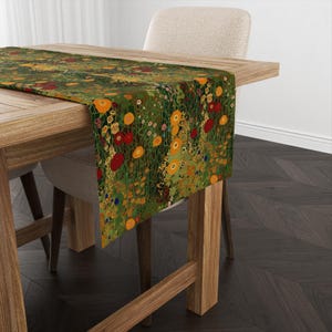 Green Garden Digital Print Table Runner, Custom Size