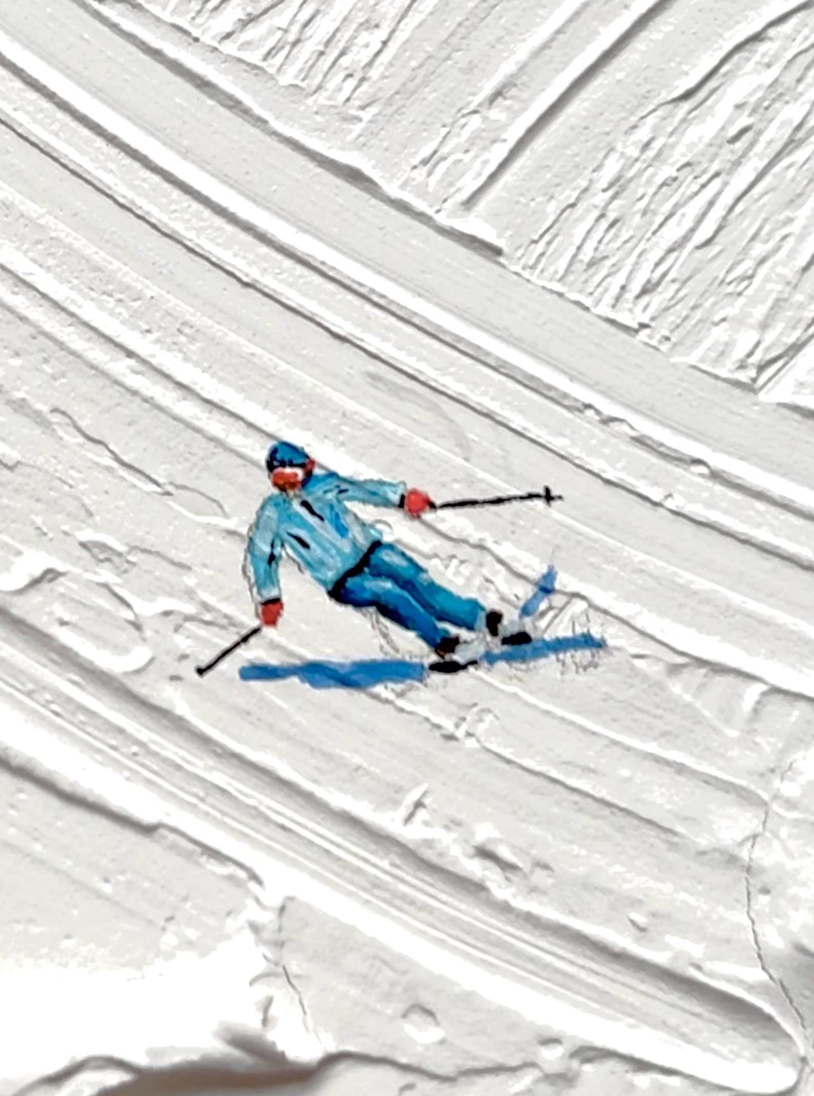 Textured Ski Painting on Canvas: 3D Snowscape Wall Art - Etsy