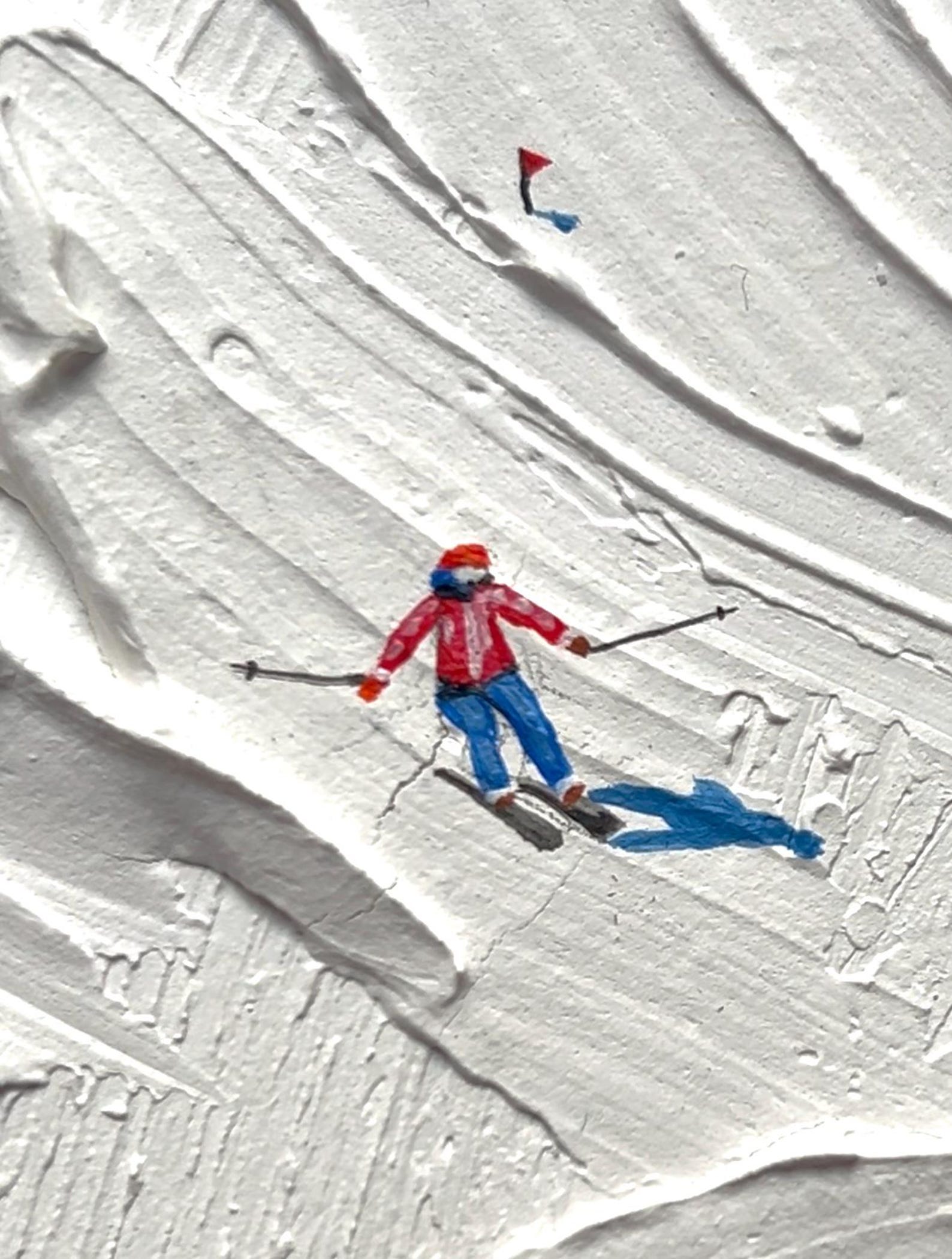 Textured Ski Painting on Canvas: 3D Snowscape Wall Art - Etsy
